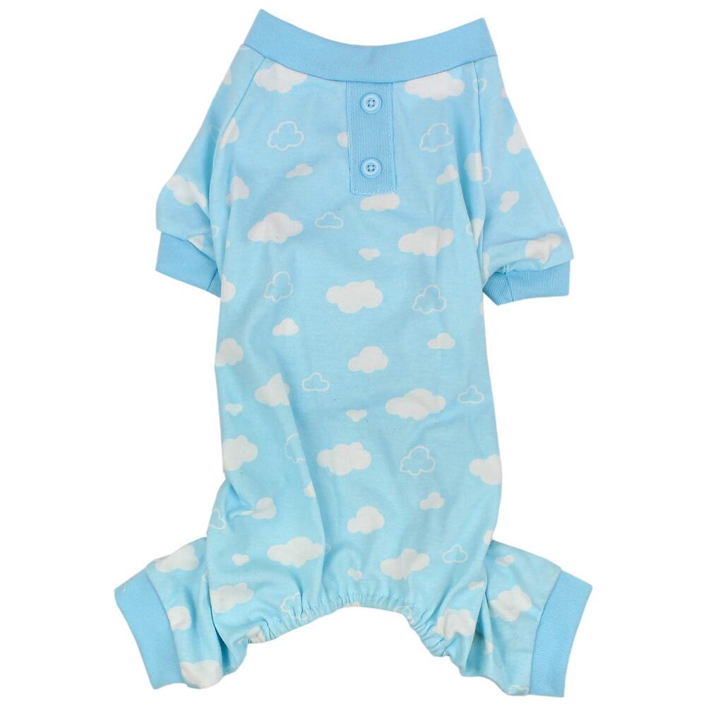 Parisian Pet Light Blue & White Cloud Print Dog Outfit, Medium